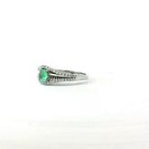 14k White Gold .45ct Round Colombian Emerald /.35ct G SI1 Round Diamond  Fashionable Ring Certified By Mac Emerald